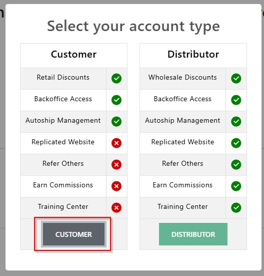 Sélectionner votre type de compte Choisissez le client Suisse pour continuer dans l'espace de shopping en Suisse