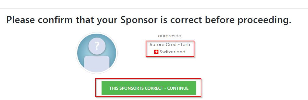Confirmation du sponsor Confirmez que votre sponsor est bien moi